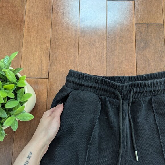 BLACK RIBBED VINTAGE LOUNGE SWEATPANTS - Picture 2 of 3